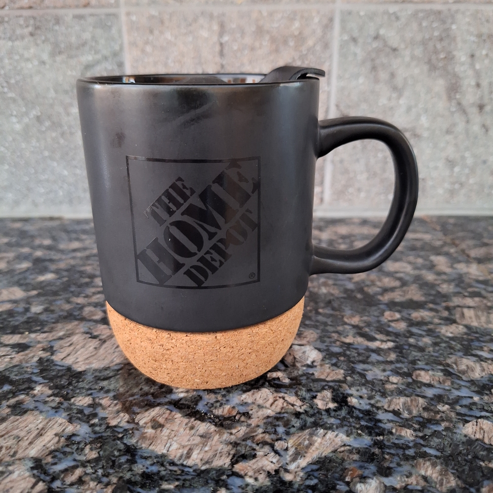 The Home Depot Black Ceramic Mug with Cork Base